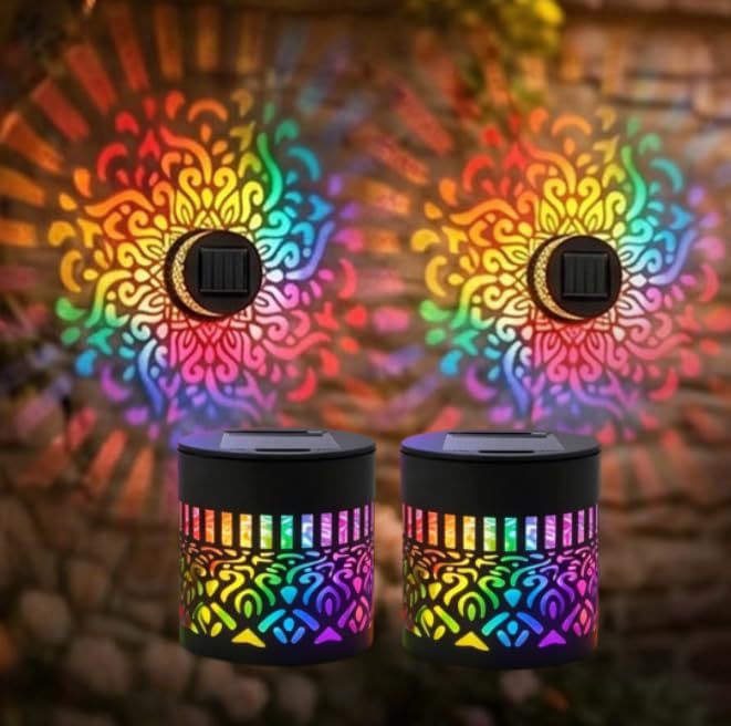 Dekorativ Solar RGB Mandala Projektering Vegg Og Stake Hage Lys Skanto