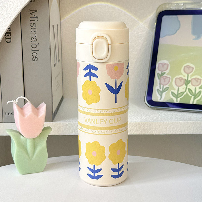 Dame isolert drikkeflaske med elegant blomsterdesign Skanto