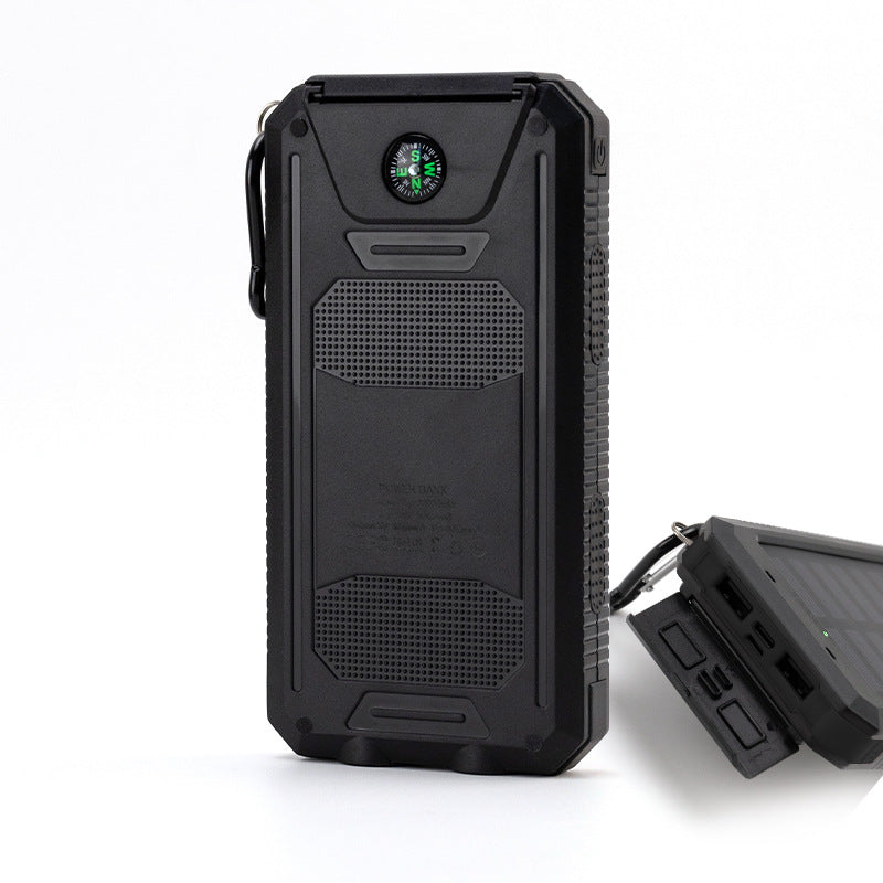 Solcelledrevet powerbank med robust hus og innebygd LED-belysning Skanto