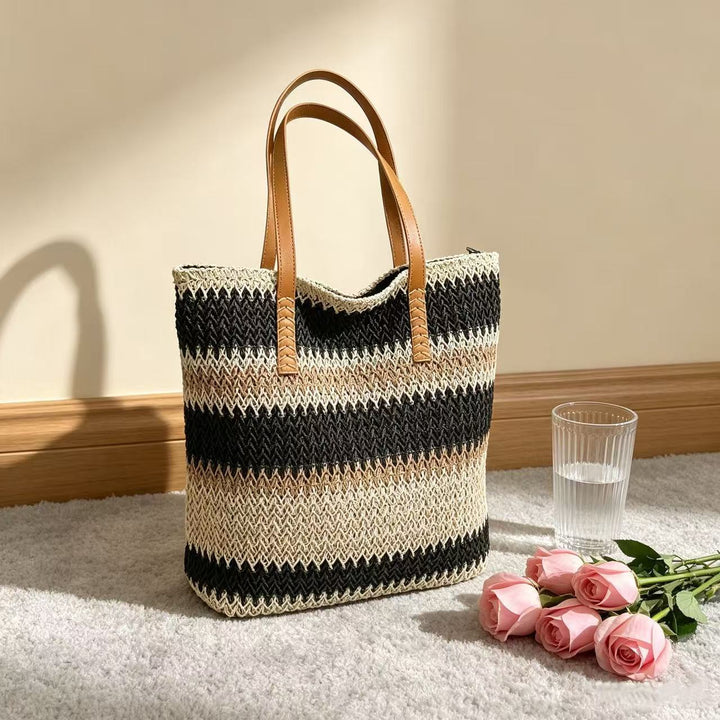 Handle- og strandveske med elegant stripe-mønster Skanto