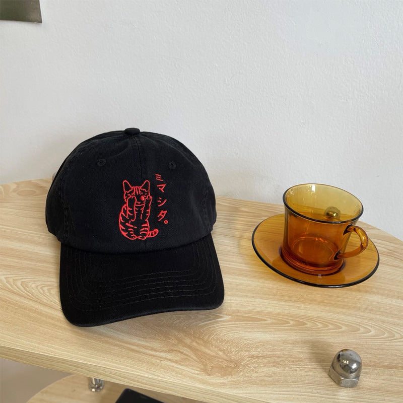 Menns brodert katt design baseball cap Skanto