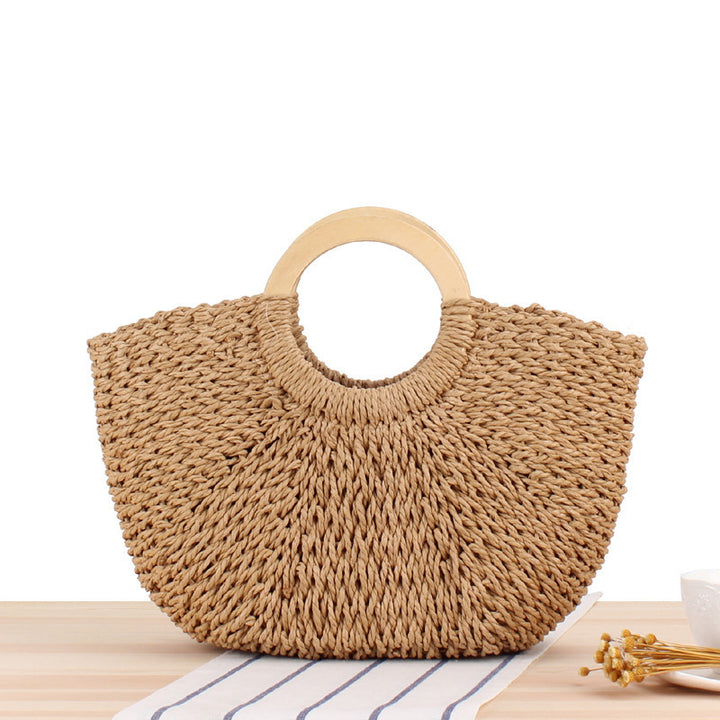 Designer bag made of handmade wicker with wooden handle Skanto