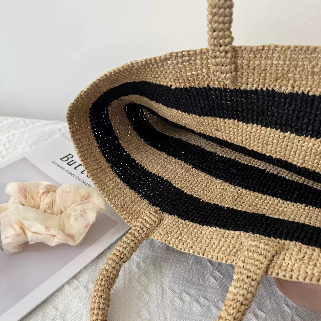 Håndlaget totebag i stripe mønster Skanto