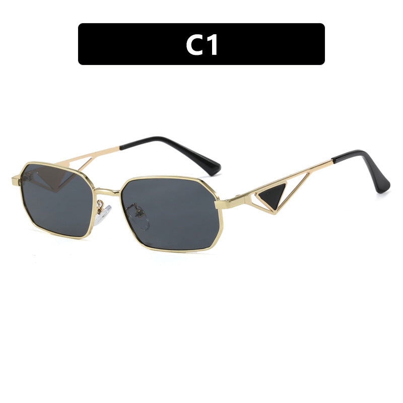 Women's Geometric Luxury Sunglasses with Narrow High-Gloss Frame Skanto