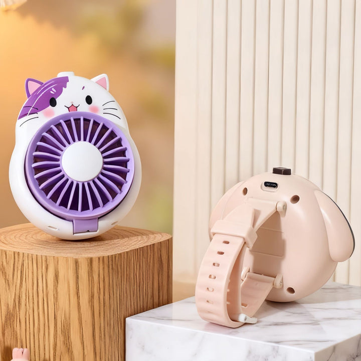 Dame håndvifte med lekent hundedesign Skanto