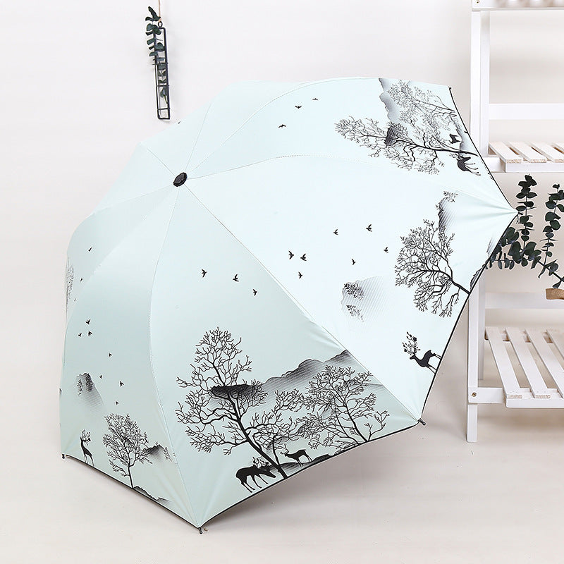 Damer Sammenleggbar Paraply med Kunstnerisk Naturdesign Skanto