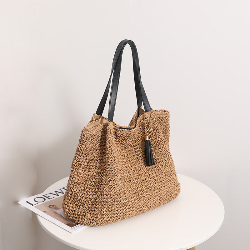 Durable basket bag with faux leather handle reinforcement Skanto