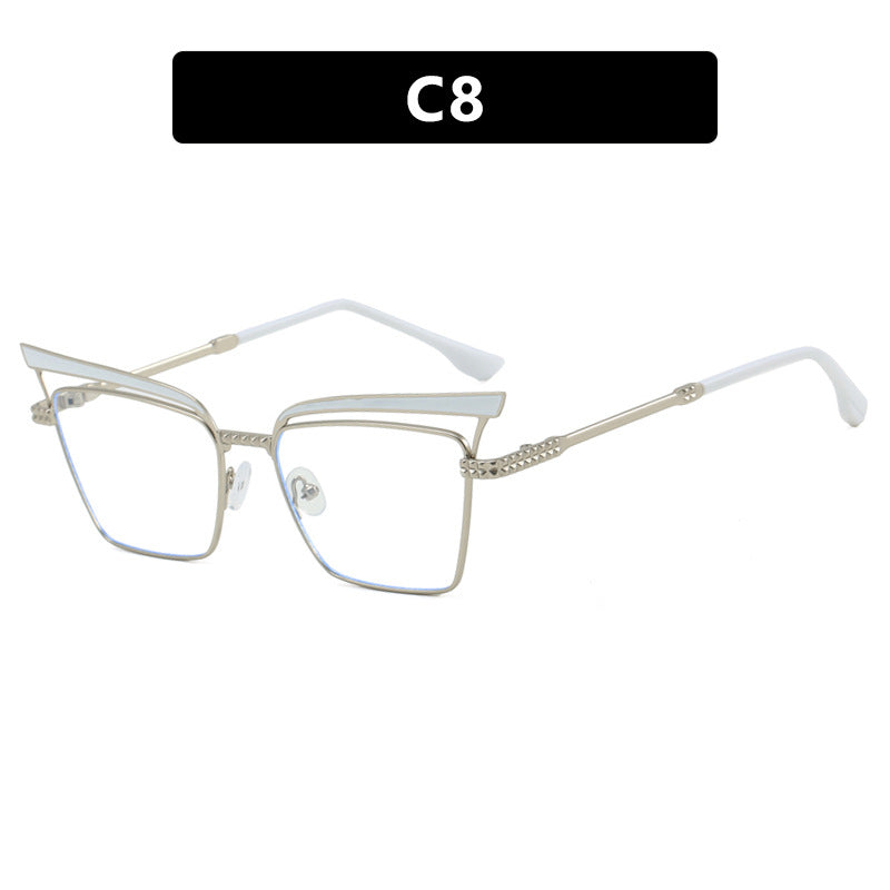 Women's square designer glasses with filigree metal frame Skanto