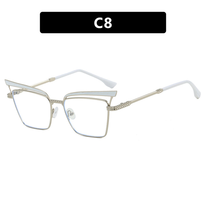 Women's square designer glasses with filigree metal frame Skanto