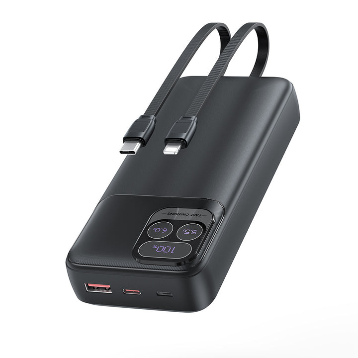 Powerbank med dobbelt ladekabel og hurtigladefunksjon Skanto