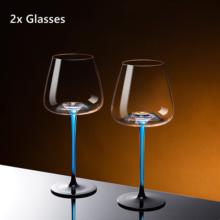 Krystallglass blå stilk burgunder vinglass med blå fjell vin karaffelsett | Skanto