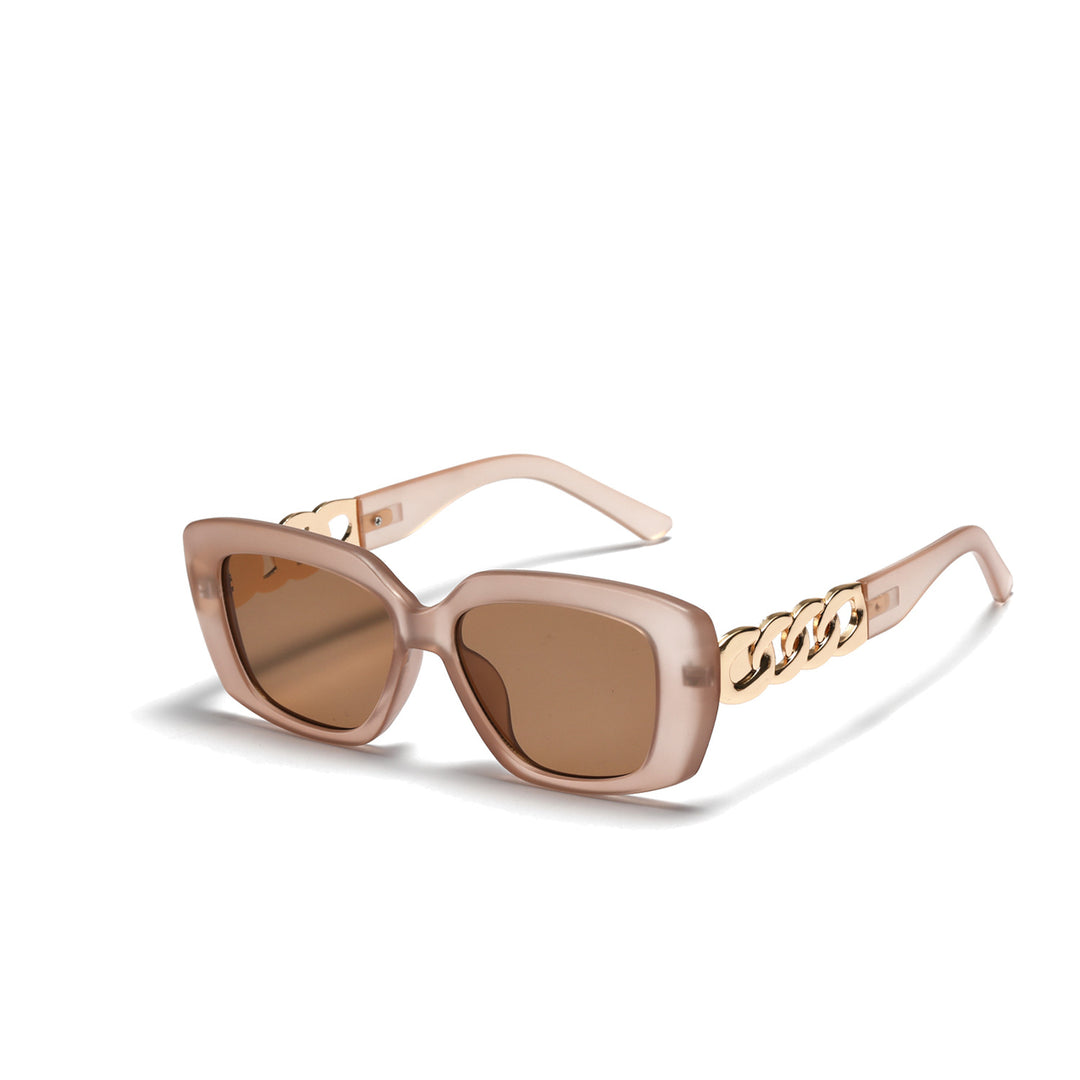 Dame elegant kvadratisk solbrille med gullutstyrt ramme Skanto