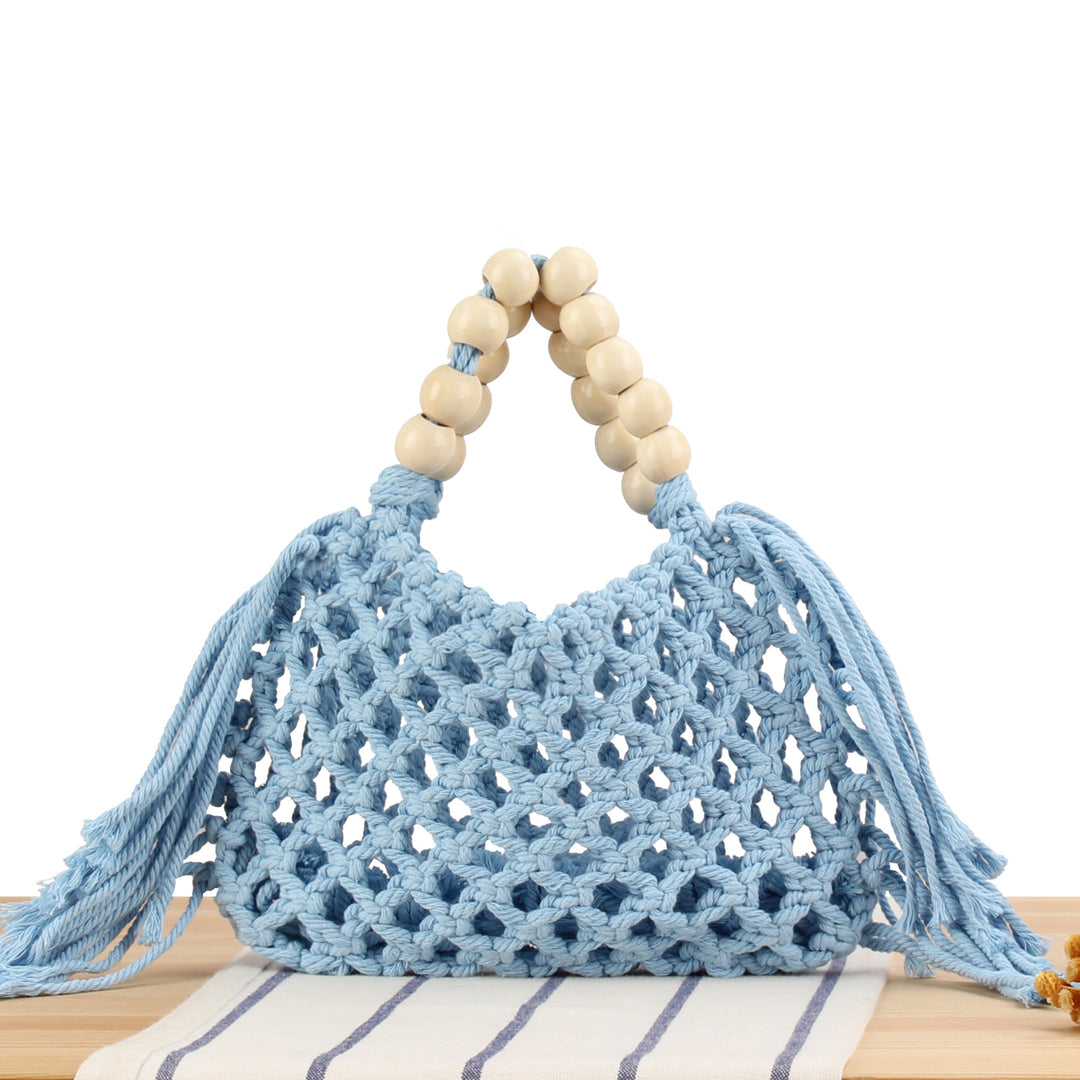 Macrame handbag with wooden handle Skanto