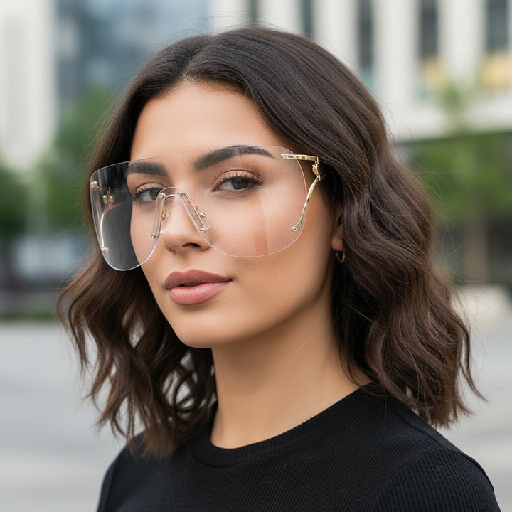 Dame visir-lignende solbrille med elegant metallramme Skanto