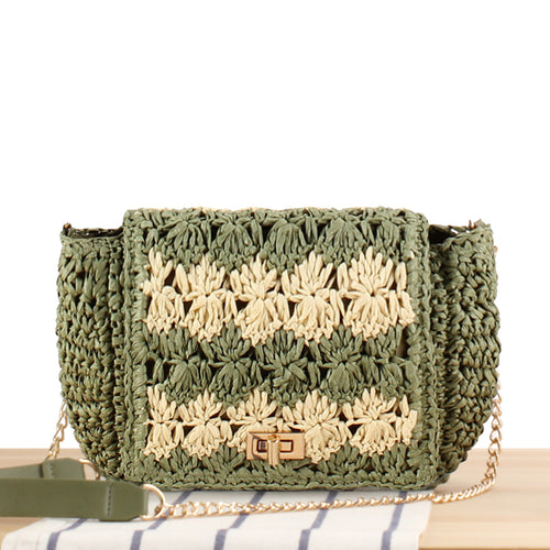 Shoulder bag made of handmade braided natural material with elegant closure Skanto