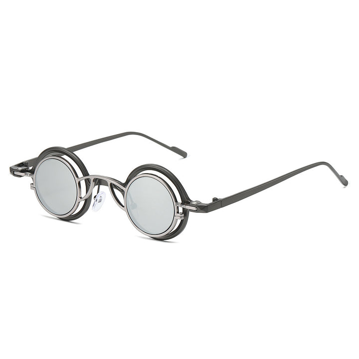 Dame Retro-Rundsolbrille med dobbel ramme Skanto