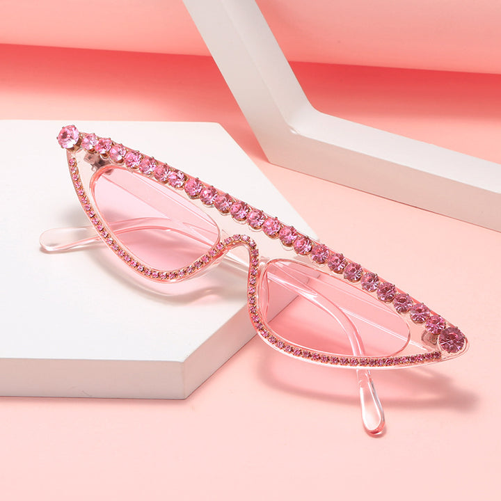 Dame Cat-Eye Solbriller med glitrende steindekor Skanto