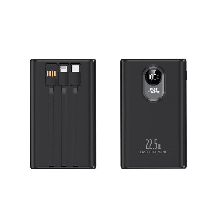 Bærbar powerbank med integrert multi-ladekabel og digital visning Skanto