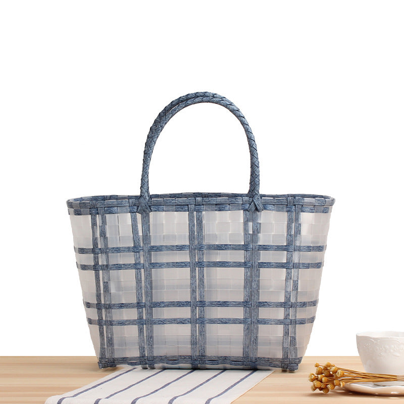 Modern basket bag with refined stripes Skanto