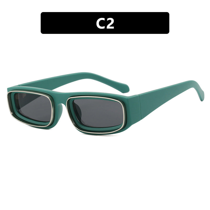 Women's trendy rectangular sunglasses with elegant color play Skanto