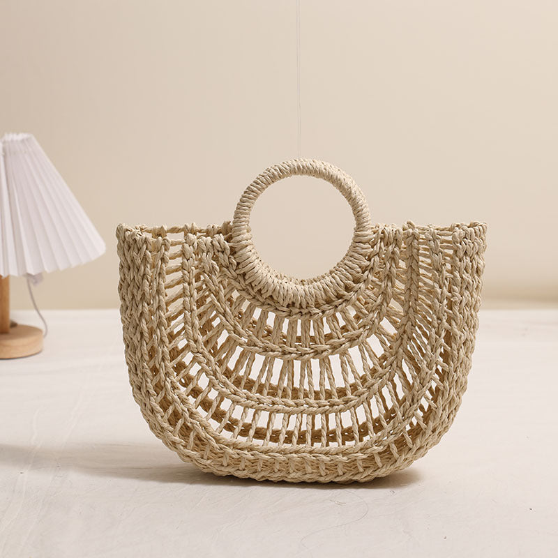 Handmade basket bag with stylish ring handle Skanto