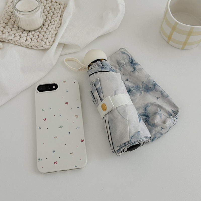 Dame sammenleggbar paraply med romantisk blomsterdesign Skanto