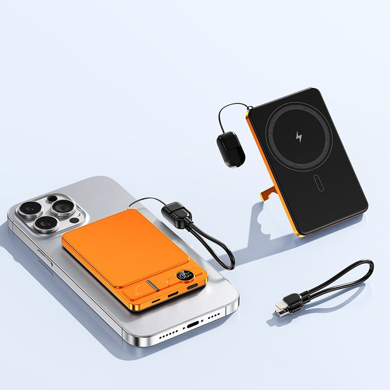 Bærbar Powerbank med integrert trådløs ladeteknologi og dual hurtigladingsfunksjon Skanto