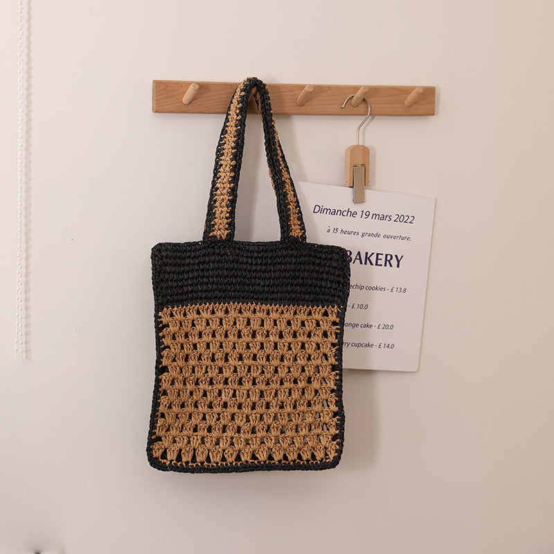 Hand-knotted tote bag in modern net design Skanto