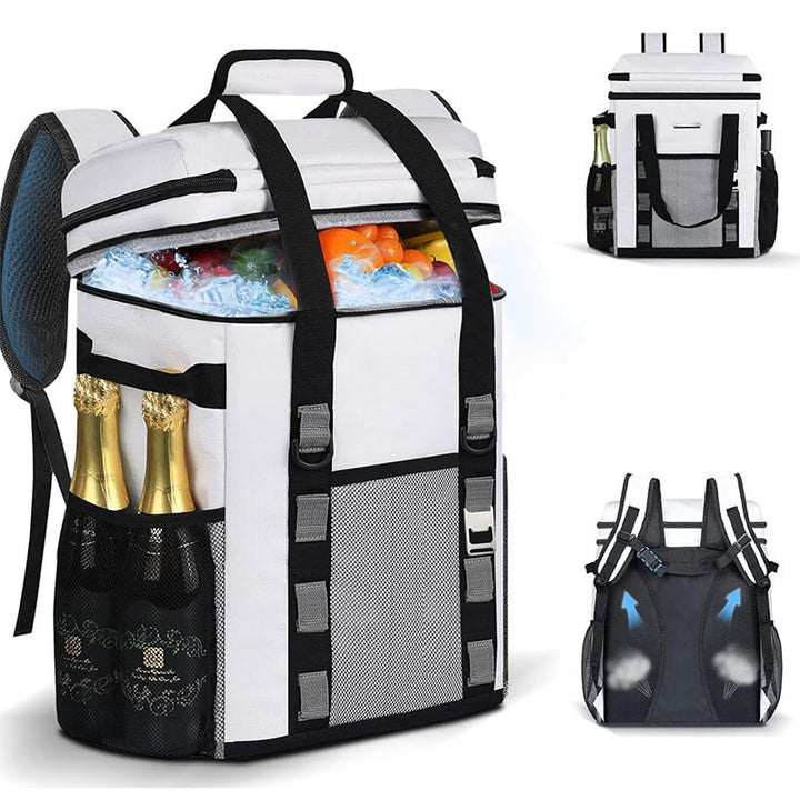Unisex Insulated Cooler Backpack with Large Capacity, Bottle Holders, and Breathable Back Pad Skanto