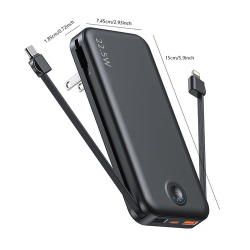 Powerbank med integrert veggkontakt og dual ladingsfunksjon Skanto