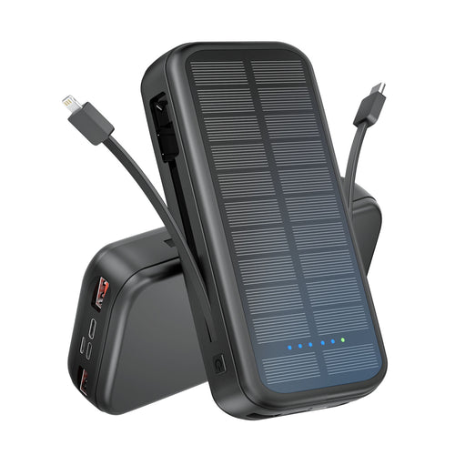 Solar Powerbank med Integrert Hurtigladingsfunksjon og Usb-C-kabel Skanto
