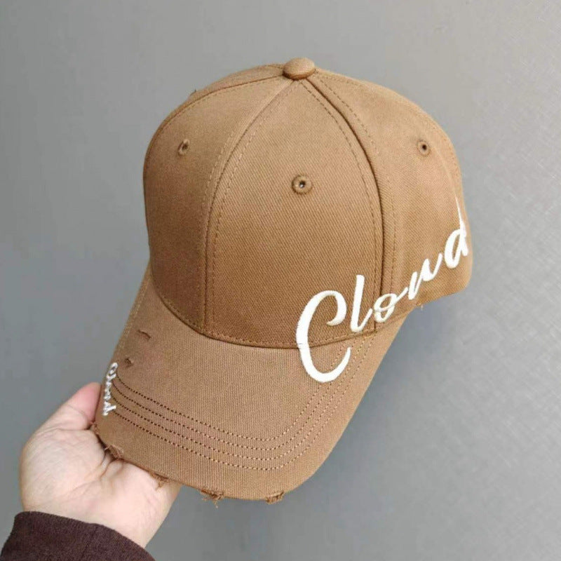 Kvinne Slitt Bomull Baseball Caps med Skript Design Skanto