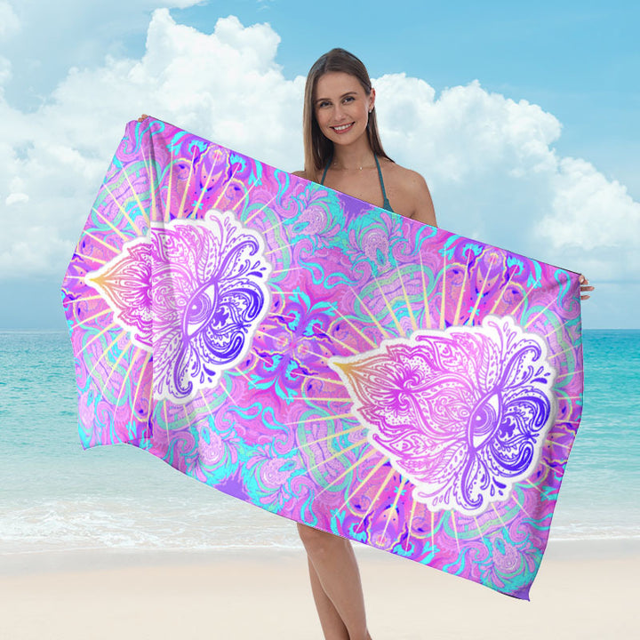 Strandhåndkle med speilet mandala-design Skanto