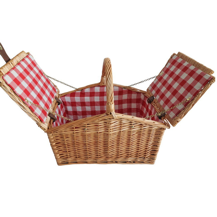 Dames piknikkurv med aftagelige rum og klassisk gingham-mønster Skanto