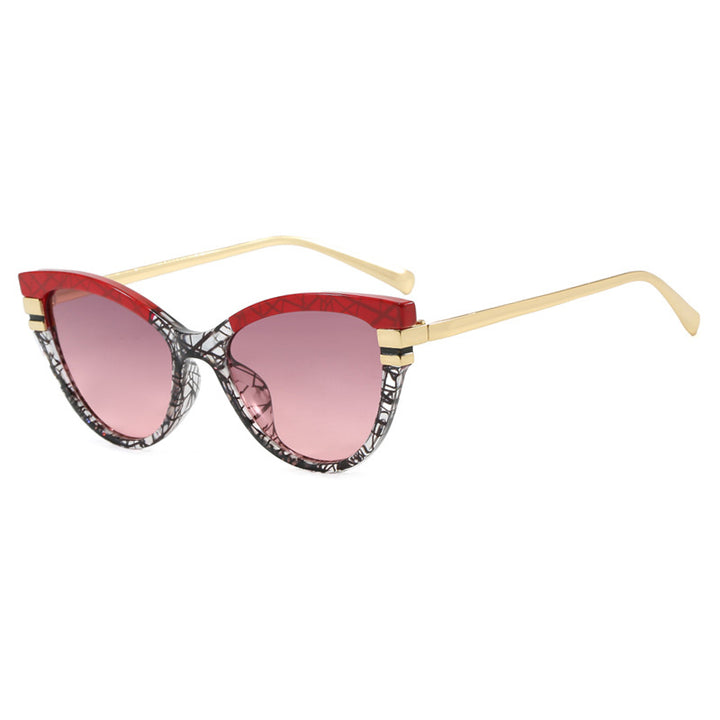 Damer Cat-Eye solbrille med elegante metallakenter Skanto