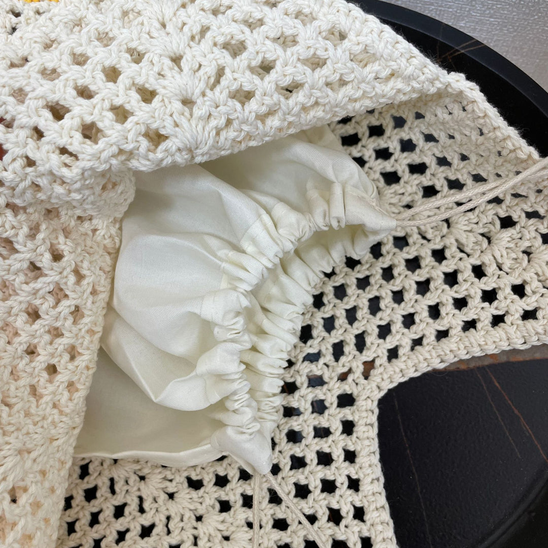 Håndknutet bomullsbag med solsikkemønster Skanto