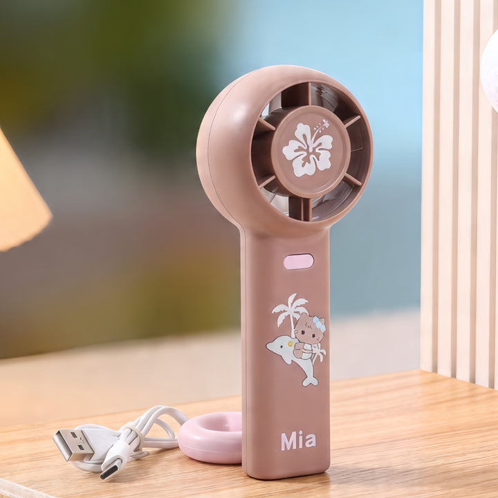 Damer Bærbar Håndvifte med ergonomisk design og søtt motiv Skanto