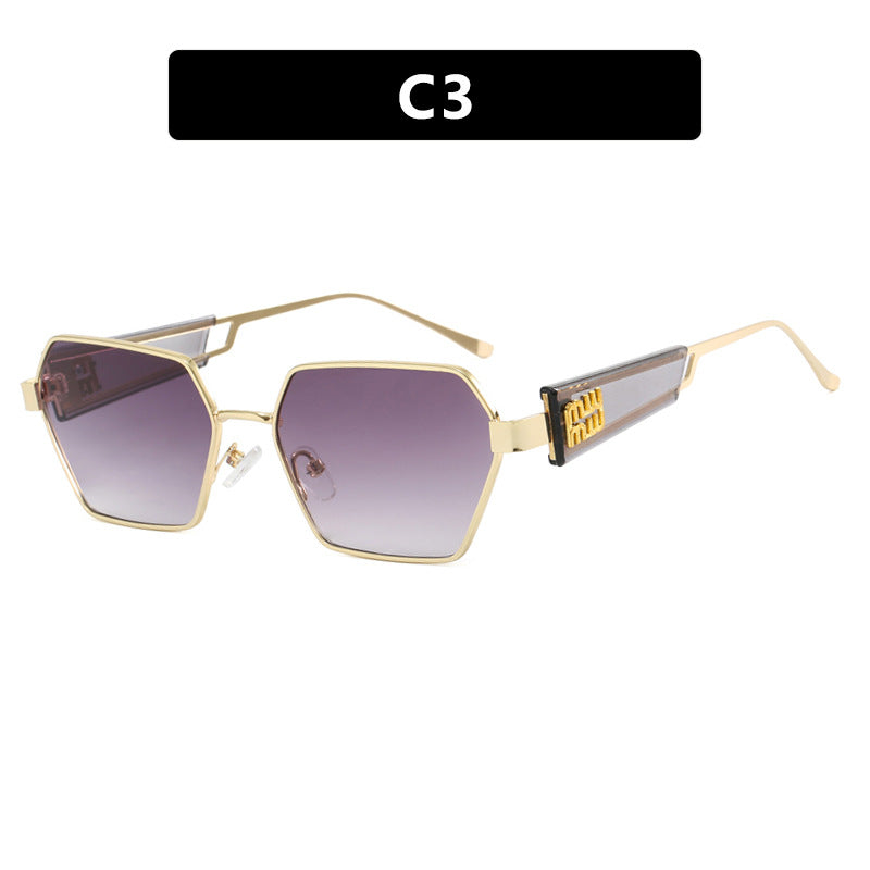 Dame heksagonal solbrille med elegant metallramme og beskyttende glass Skanto