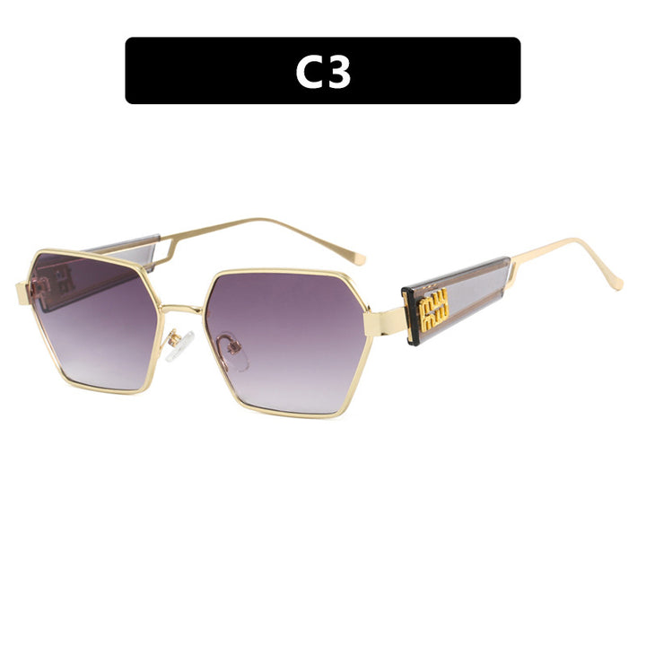 Dame heksagonal solbrille med elegant metallramme og beskyttende glass Skanto