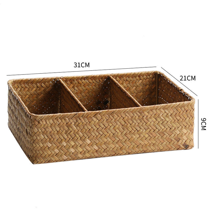 Multi-compartment naturlig vevd oppbevaringskurv Skanto