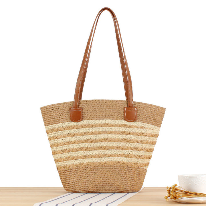 Elegant Straw Bag with Attractive Leather Handles Skanto