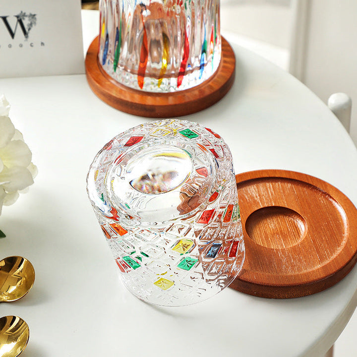 Roterende Multi Farge Flettet Whisky Glass Med Gaveeske | Skanto