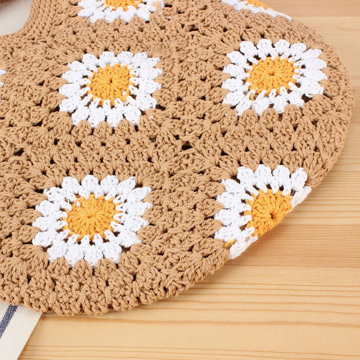 Crocheted shoulder bag with floral design Skanto