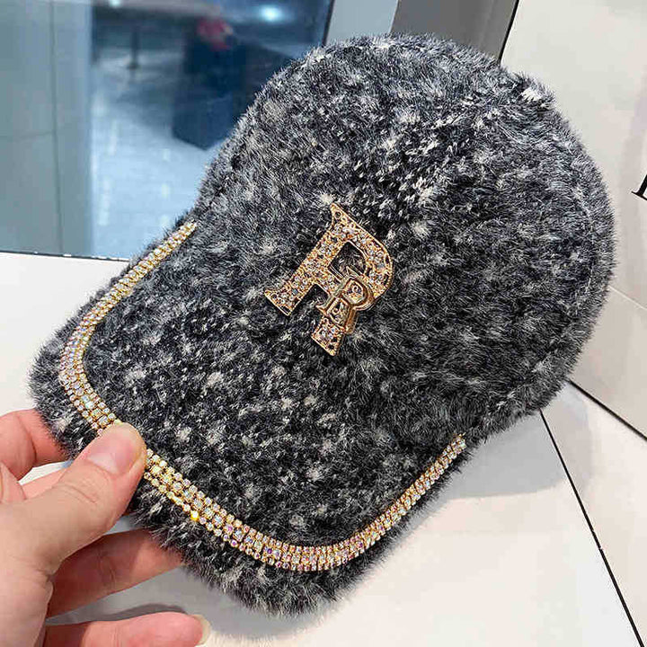Kvinnens luksuriøse fleece dekorert baseball cap Skanto