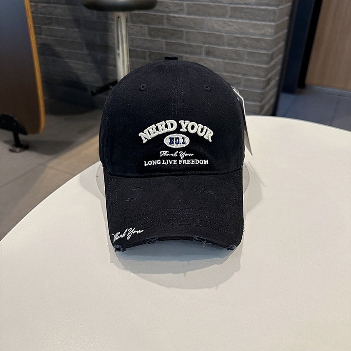 Herre Distressed Cotton Brodert Baseball Cap Skanto