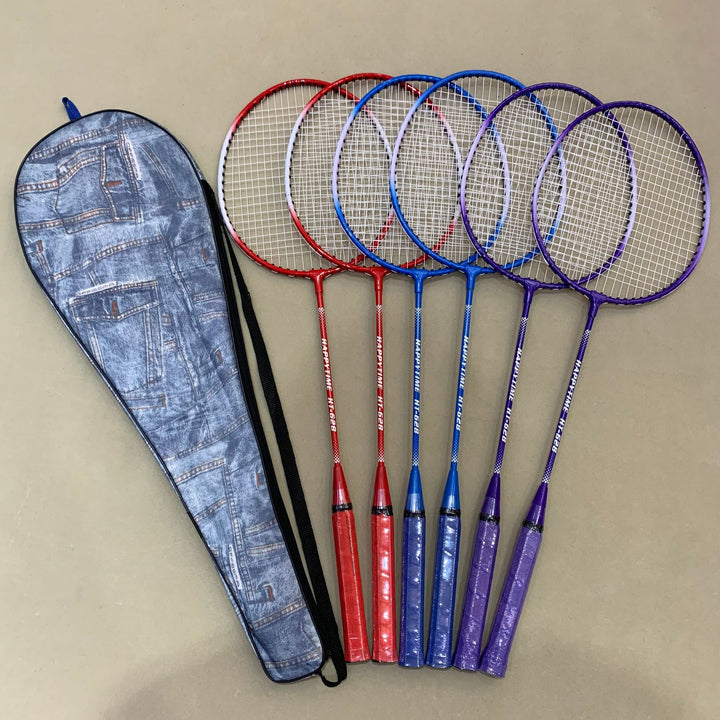 Badminton racket-set med flerfargede racketer og beskyttelsesdeksel Skanto