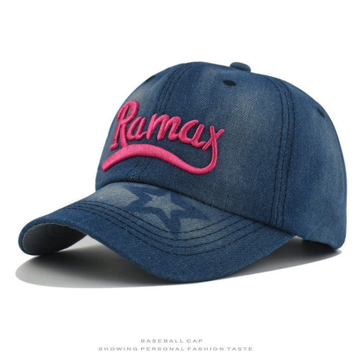 Herre's Slitt Denim Brodert Baseball Caps Skanto