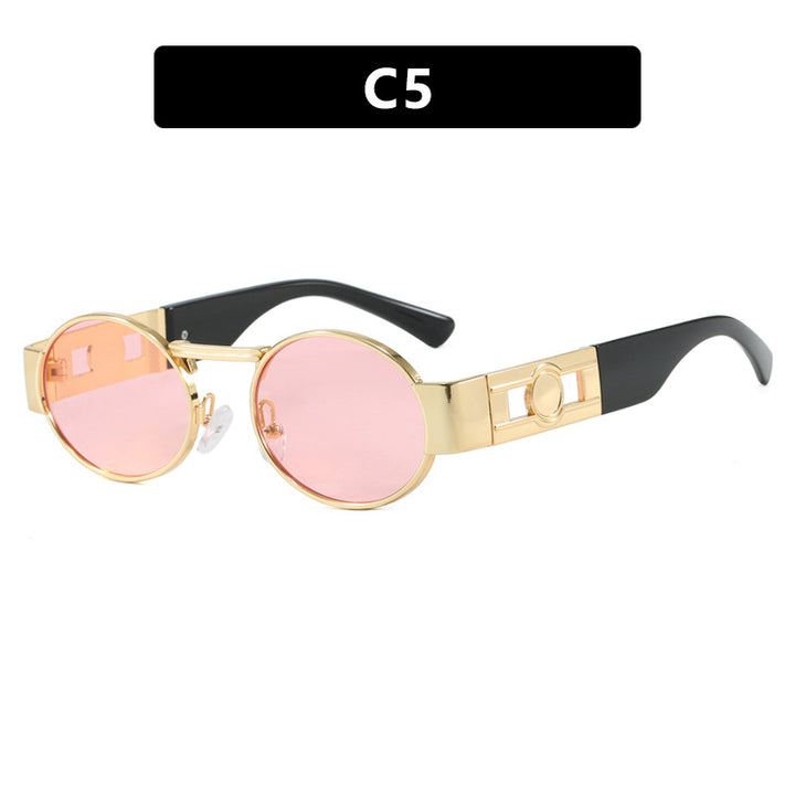 Women's round sunglasses with modern metal frame and UV protection Skanto