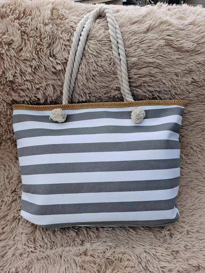 Stort strandveske med maritime striper Skanto
