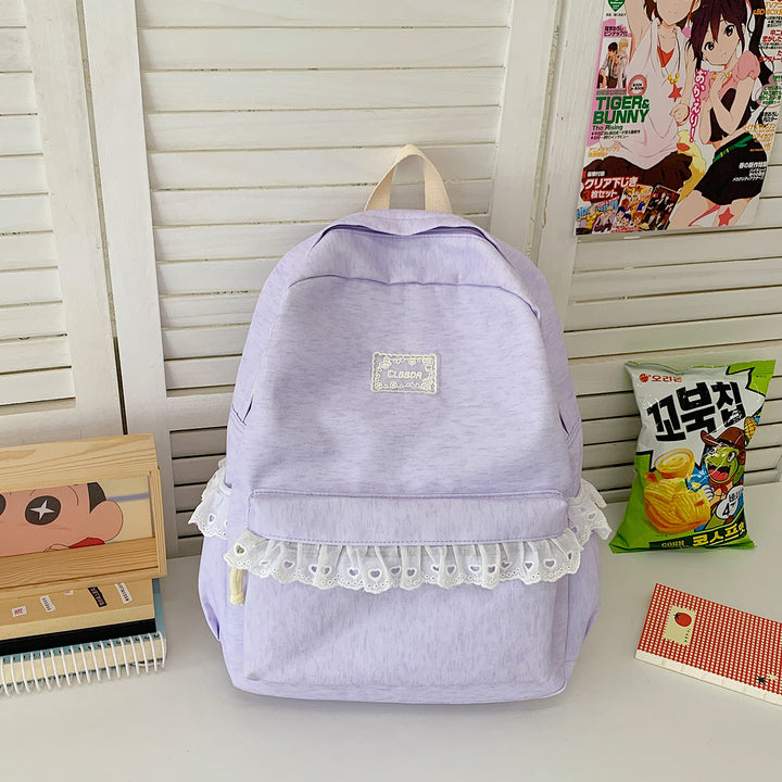 Elegant Ruffled Lace Skolesekk